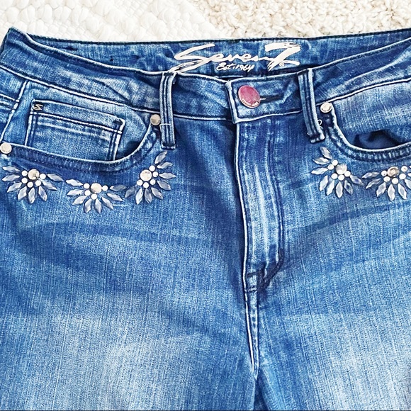 Seven7 Denim Mid Rise Skinny Embellished Jewel Pocket Jeans - Picture 3 of 12